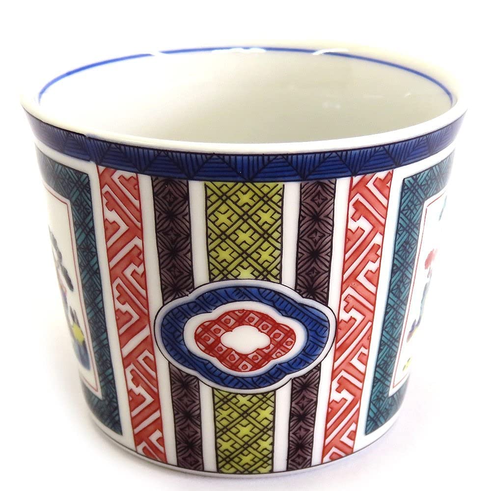 Waza No Kura Stylish Kutani Ware Soba Choko (Soba Cup) with a Mokko Chirashi Landscape Design, Premium Brand, Japanese Tableware, Made In Japan