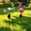 Energy Saving Pathway Decor Solar Glass Cracked Ball Garden Light, Butterfly Hummingbird Metal Romantic Courtyard Atmosphere Lights Stake Waterproof
