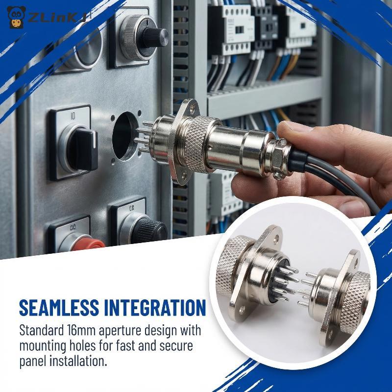 GX16 Square Flange Aviation Plug Socket Male Female 2 to 10 Pin Connector for Instrumentation Cabling Solution