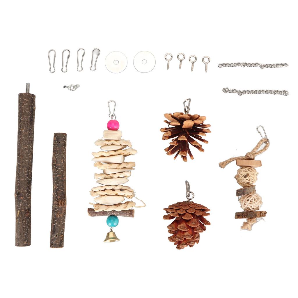 Parrot Chew Toys Multipuropse Logs Pine Cones Cuttlefish Bones Corn Leaves Bird Chewing Tearing Toy