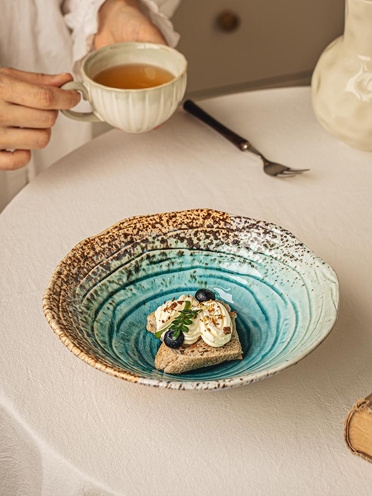 1PC 8-inch Chinese design ceramic bowl, household Japanese ramen bowl, retro tableware, restaurant