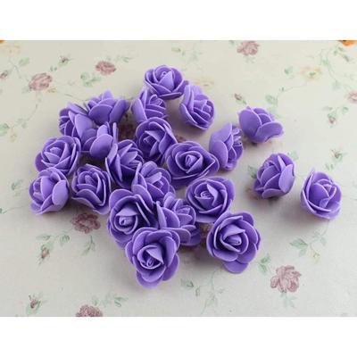 Artificial Mini Purple Rose Flower for Decoration, Home Decor and Craft Faux Flowers (Size: 3cm, Pack of 100)