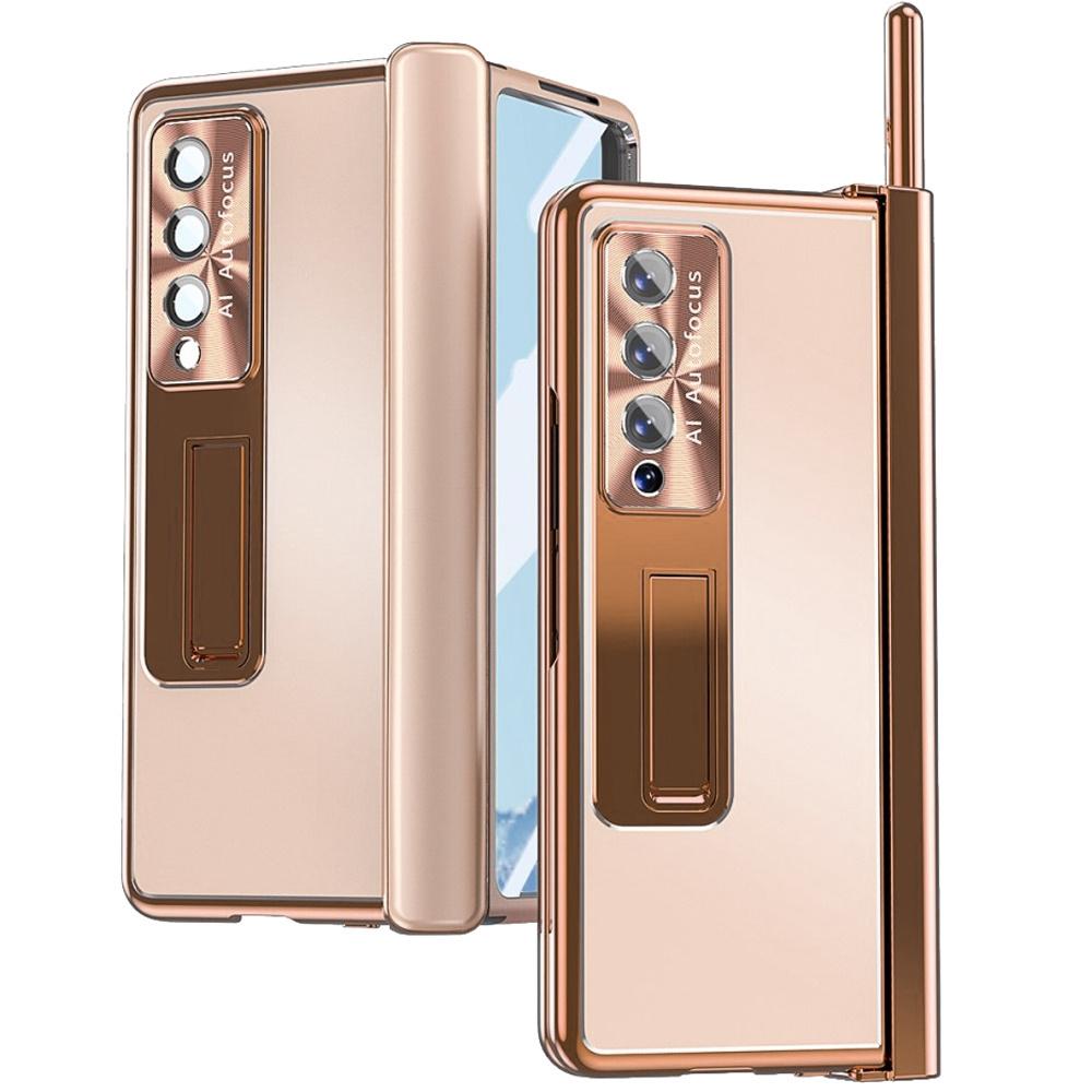 Case with glass for Samsung Galaxy Z Fold 4 5G, Premium Alloy, Rose Gold