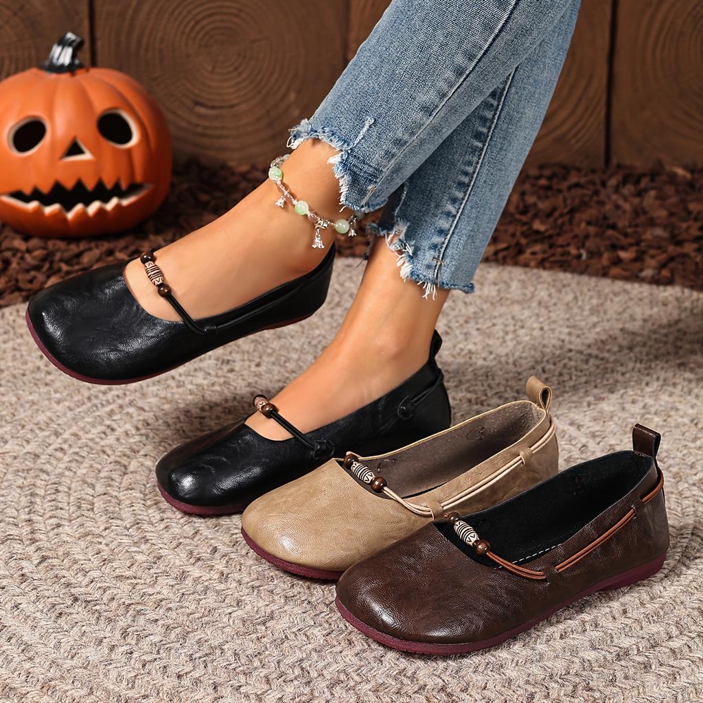 New Women's Bohemian-Inspired Vintage Beaded Soft Mary Jane Flats-Whimsical, Comfortable  All-Season Wear, Women Shoes