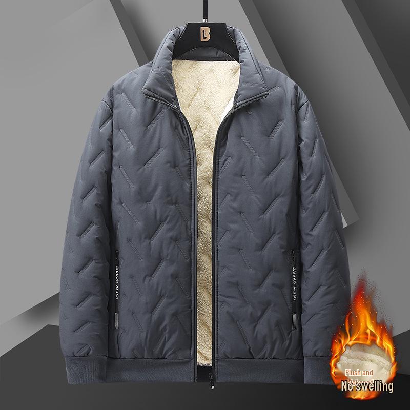 

Men s Large Size Lamb Fleece Winter Coat - Warm, Cold-Proof, Loose Fit for Outdoor Leisure XL сірий колір