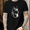 Men German Shepherd Graphic Cotton T-Shirt Crew Neck Short Sleeve Summer Tee with Dog Print Men Clothing