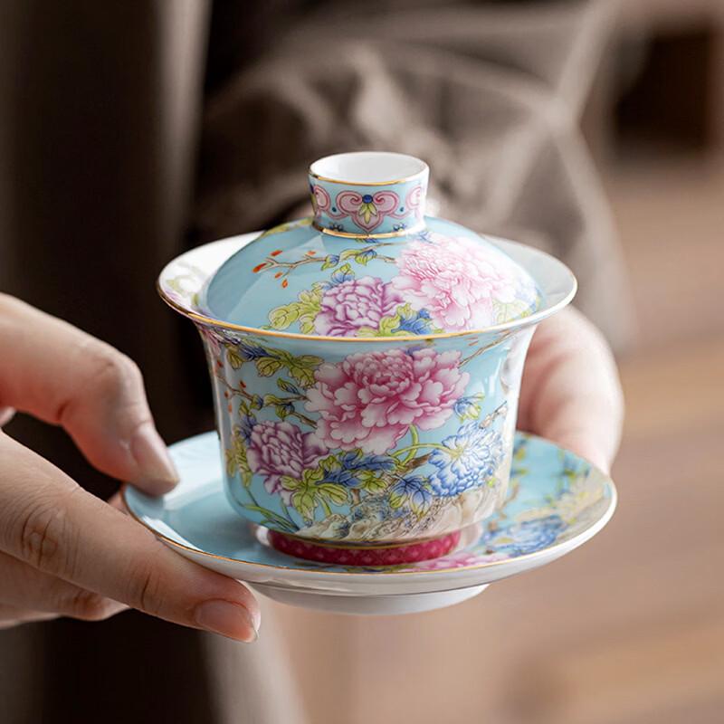 Deou Xingguang Peony Ceramic Gaiwan
