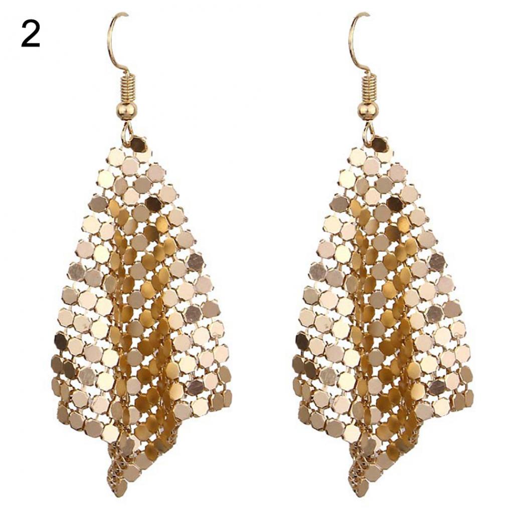 

Сетчатые висячие серьги с блестками и крючками, подарочные ювелирные изделия для клубной вечеринки золотистый