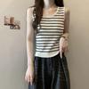 Gestreifte ärmellose Camisole in Übergröße für Damen - Frühling/Sommer
