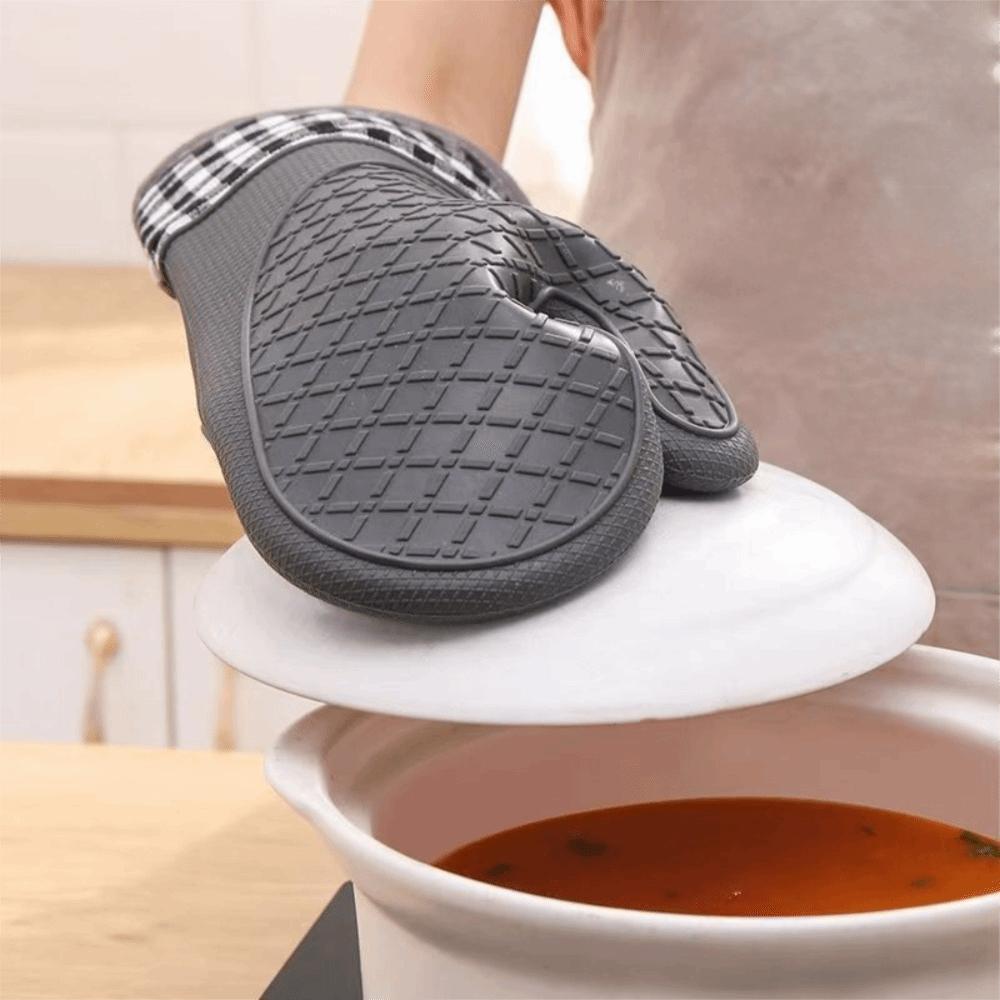 2pc Silicone Oven Gloves Thickened Baking Gloves Kitchen Gloves Anti Scalding Gloves  BBQ