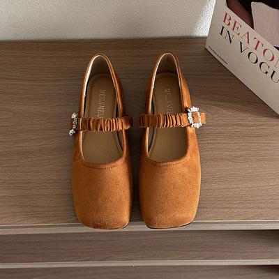 Candy Color Flat-soled Suede Single Shoes Women's Shoes 2025 Spring New Soft-soled Mary Jane Shoes