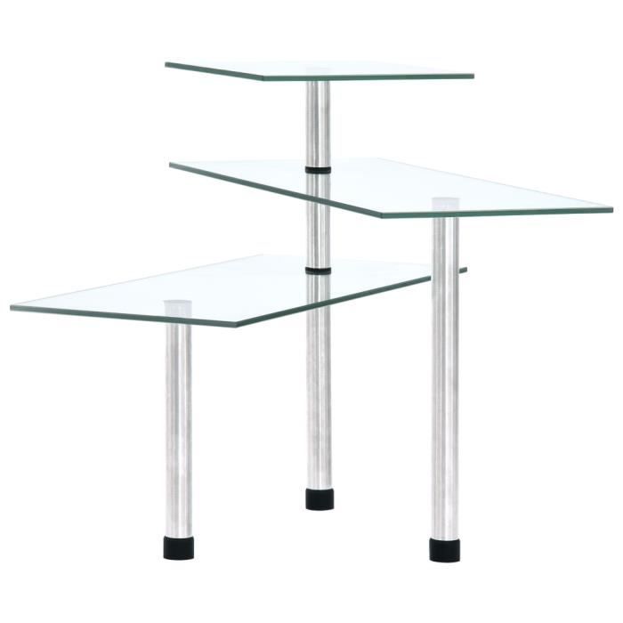 VidaXL Étagère d'angle de cuisine à 3 niveaux Verre trempé