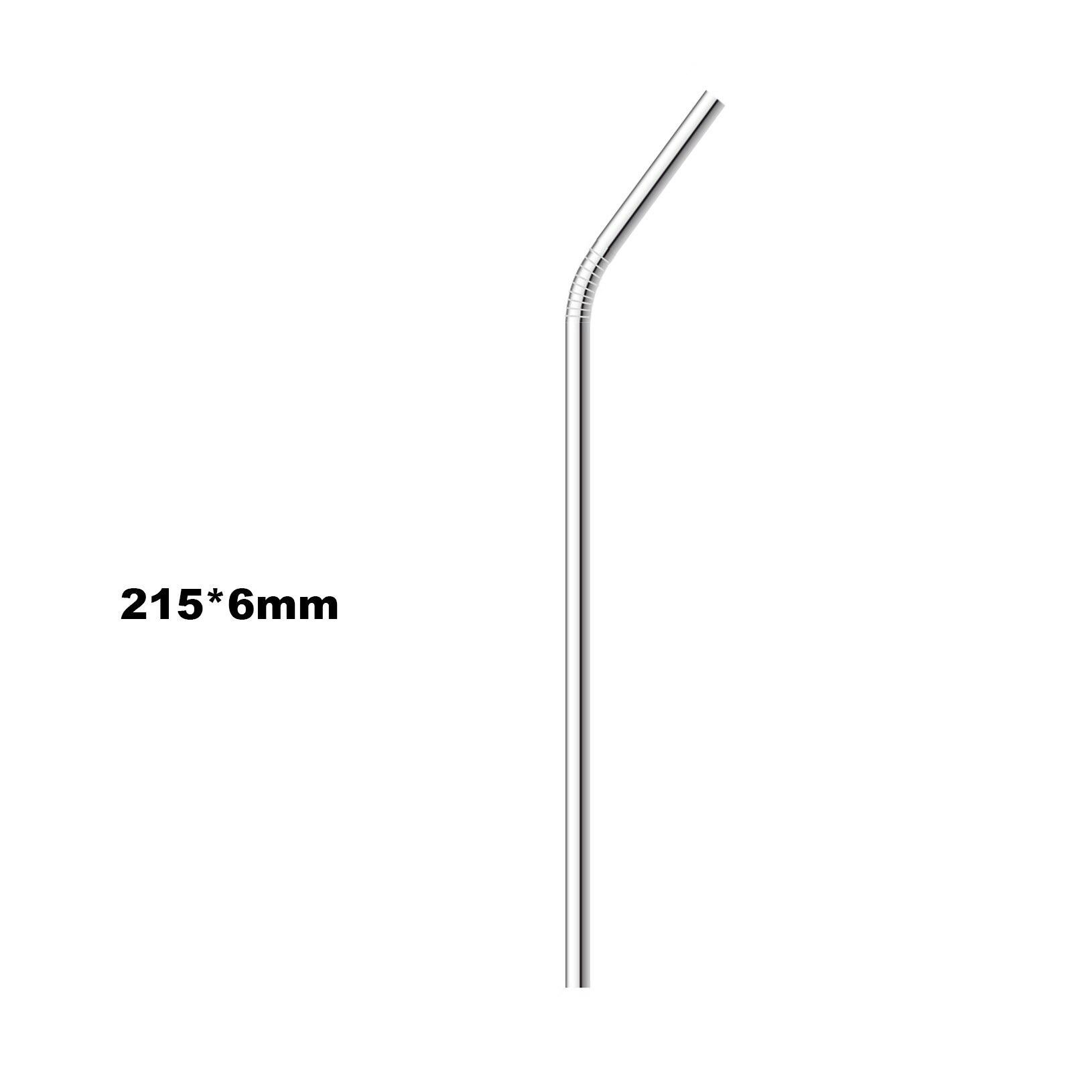 

Прямые соломинки, изогнутая соломинка, короткая расширенная минимальная серебряная многоразовая соломинка из нержавеющей стали, металлическая щетка для чистки трубочек для питья, рождественская вечеринка в баре 215mmx6mm Bend