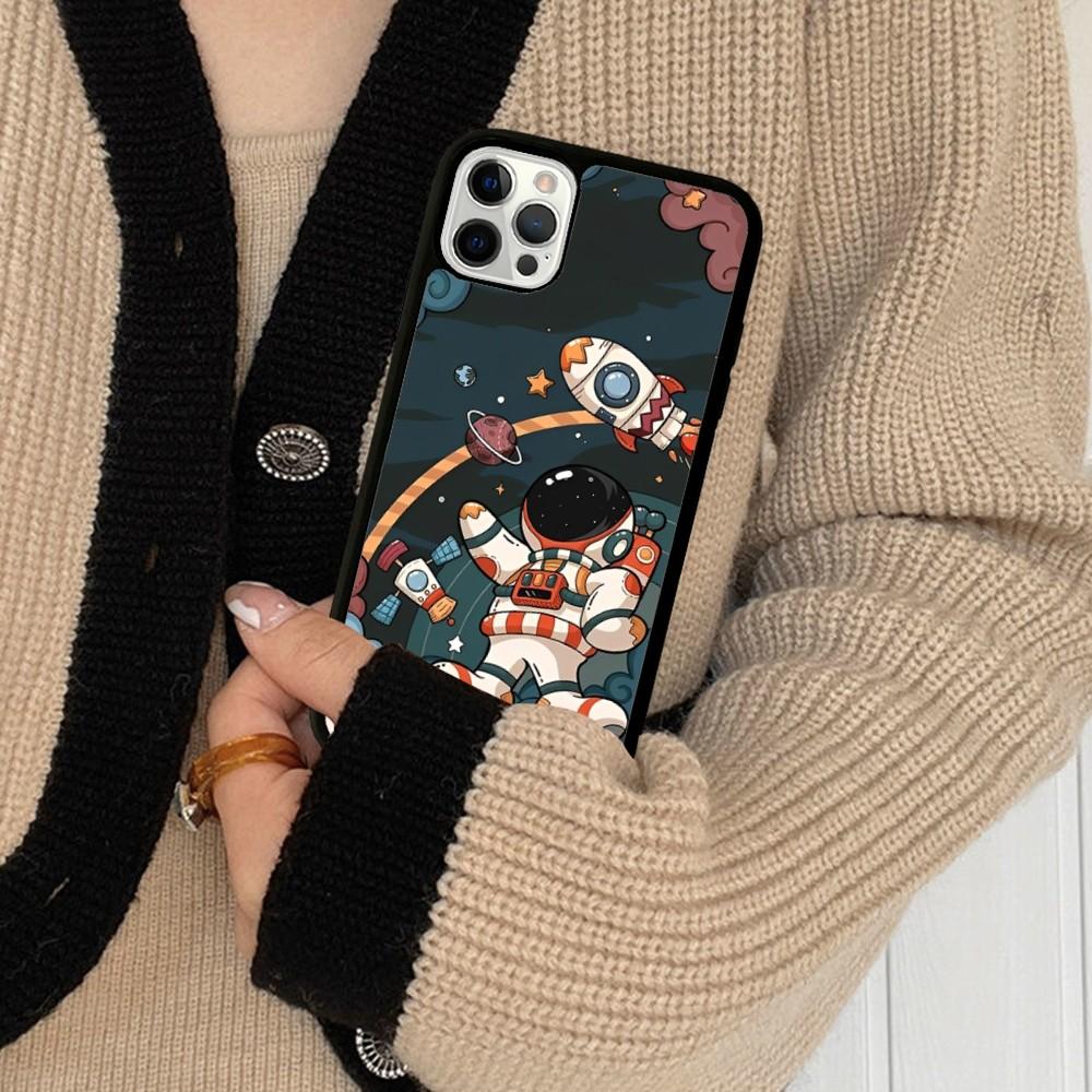 Cartoon Astronaut Handyhülle Silikon PC+TPU Für Für iPhone 11 12 13 14 15 16 Plus Pro Max Hülle