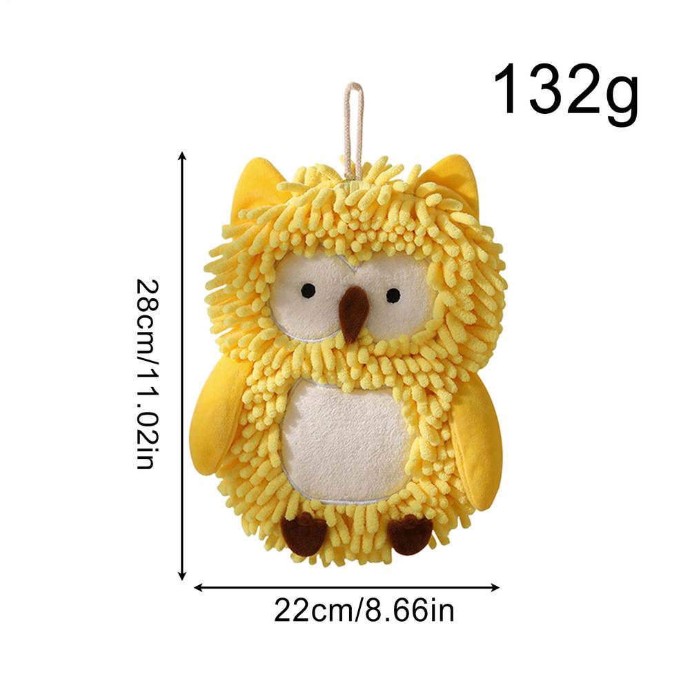 

Chenille Hand Towel Owl Design Decorative Washcloth Hangable Rag Chenille Quick Dry Hand Towels For Bathroom For Hotel Home Kids жовтий
