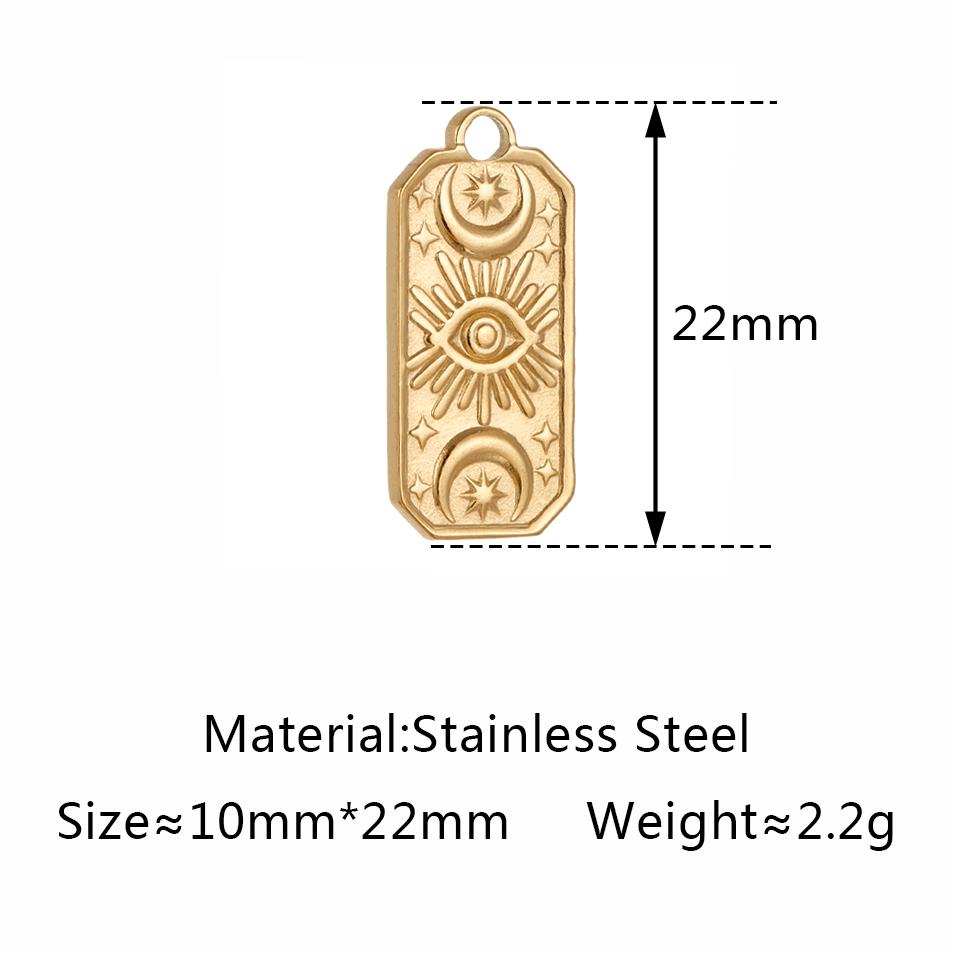 3 Stück Edelstahl Goldfarben Beschichtet Strassstein Blaues Böses Auge Anhänger Halskette Armband Ohrring DIY Schmuckherstellung Zubehör