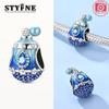 Charms Copperplated Dreamy Blue Flower Perfume Bottle Beads Fit Charms Original Bracelet Beads Women Jewellery Making