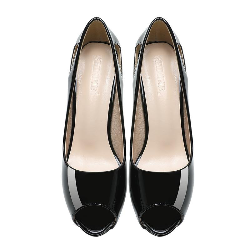 Dámské Sexy 10 cm Vysoké podpatky 3 cm Platforma Červené Spodní Peep Lodičky Lady Jehlové podpatky Pleaser Noční klub Vystřihovánka Nahá obuv