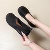 Fashion New Women's Soft Leather Ballet Flats Foldable Soft Sole Short Square Toe Granny Shoes Retro Versatile Trendy Shoes for Women