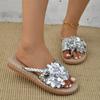 Large Size Flower Toe Women's Cool Slippers Summer New Hollow Woven Beach Slippers