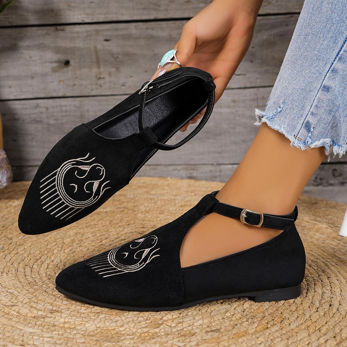 

2025 autumn and winter foreign trade new women s casual single shoes large size pointed buckle with one pedal shallow single shoes 43 чёрный