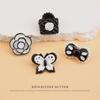 5pcs Children'S Clothes Sweater Buttons Cartoon Bow Buttons Baby Cardigan Jacket Cute Flower Decoration Black And White Buttons