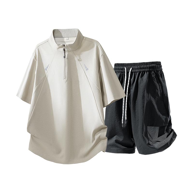 

Casual Short-sleeved Suit For Boys, Breathable And Loose Sports Two-piece Suit M хакі