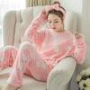 Women's Long-Sleeve Flannel Pajamas - Cute Cartoon Coral Fleece Set for Fall & Winter