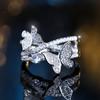 Elegante doppelte Schmetterlingsringe für Frauen, trendige funkelnde silberne Farbe, Eheringe, Brautschmuck