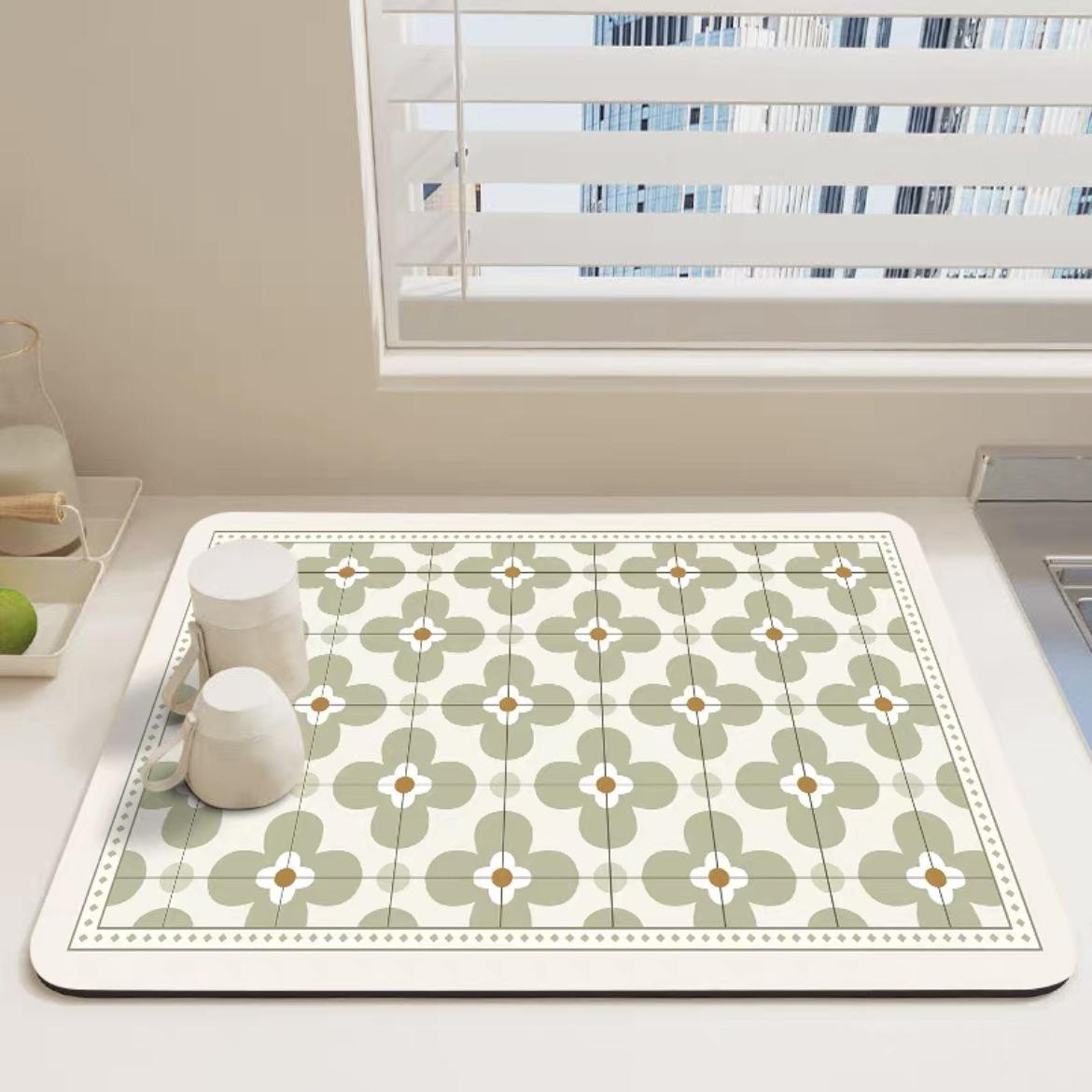 

Non-Slip Super Absorbent Kitchen Draining Mat Quick Dry Multi-Scene Coffee Bar Bathroom with Various Patterns Multiple Colors (as the picture,20x30cm)