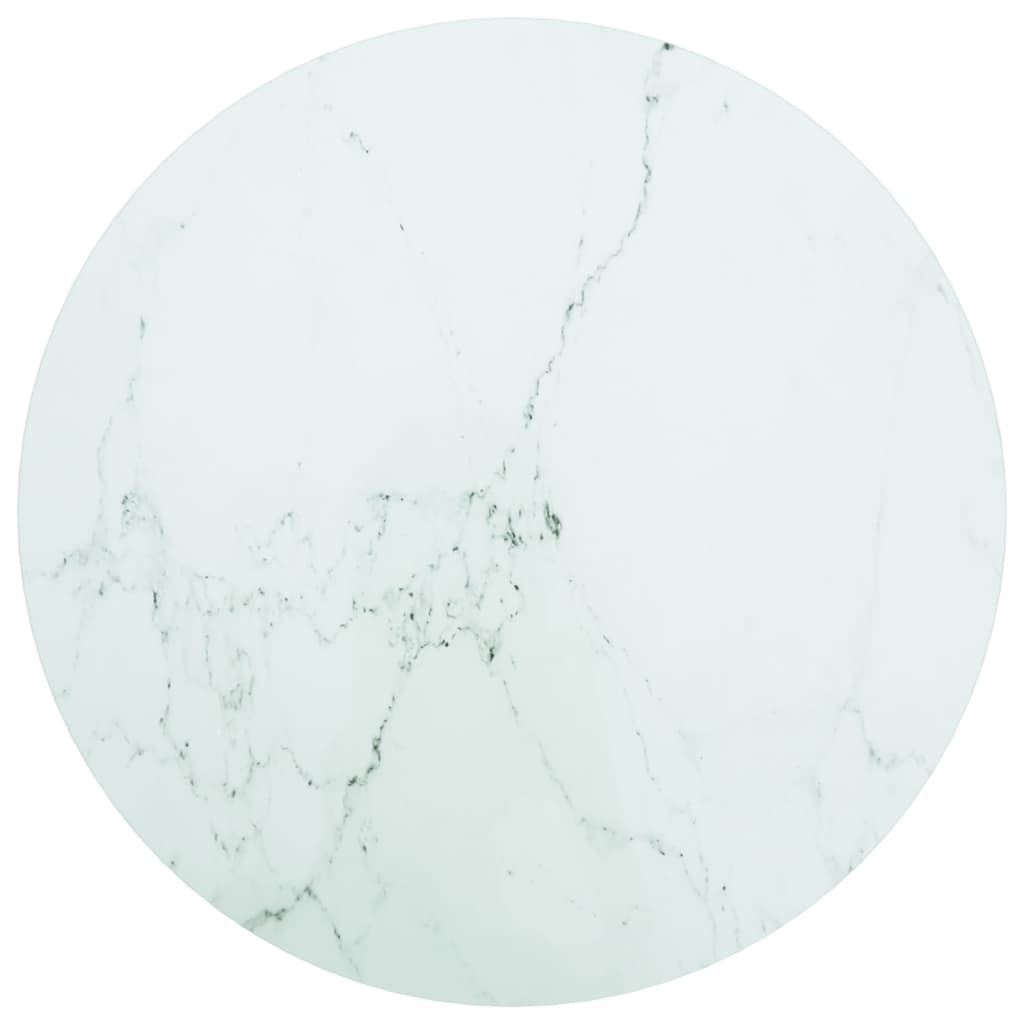 Vidaxl Blat Do Stołu, Biały, Ø60X0,8 Cm, Szkło Ze Wzorem Marmuru