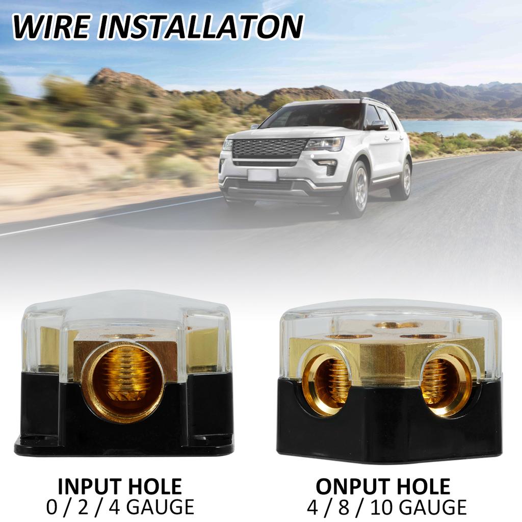 2 Way Car Audio Amplifier Distribution Block Meter 0/2/4 Input 4/6/8 Output Copper Premium Power Distributor Connection Block