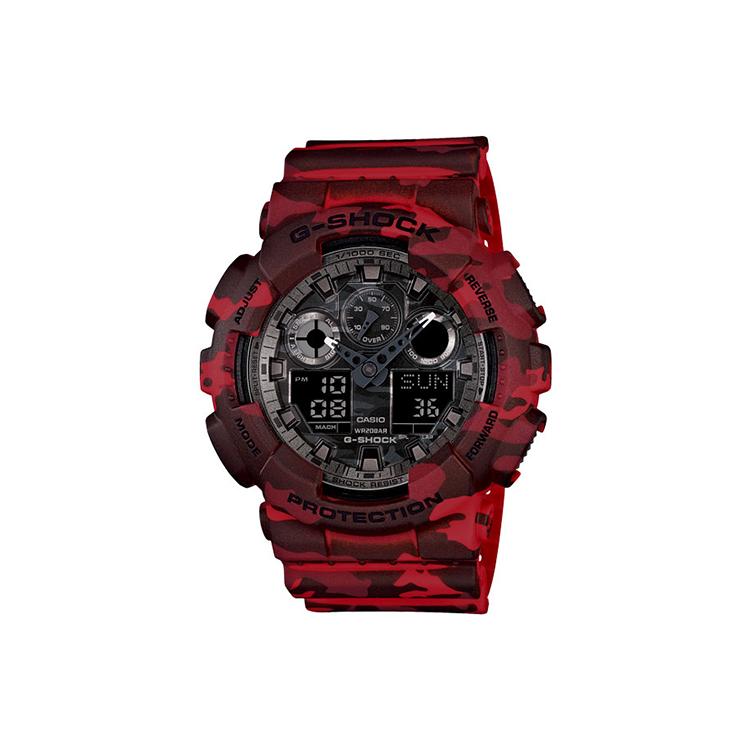 CASIO Men Liquid Crystal/Analog Dual Display Series Black Watch GA-100CM-4A GA-100CM-4A Red Case