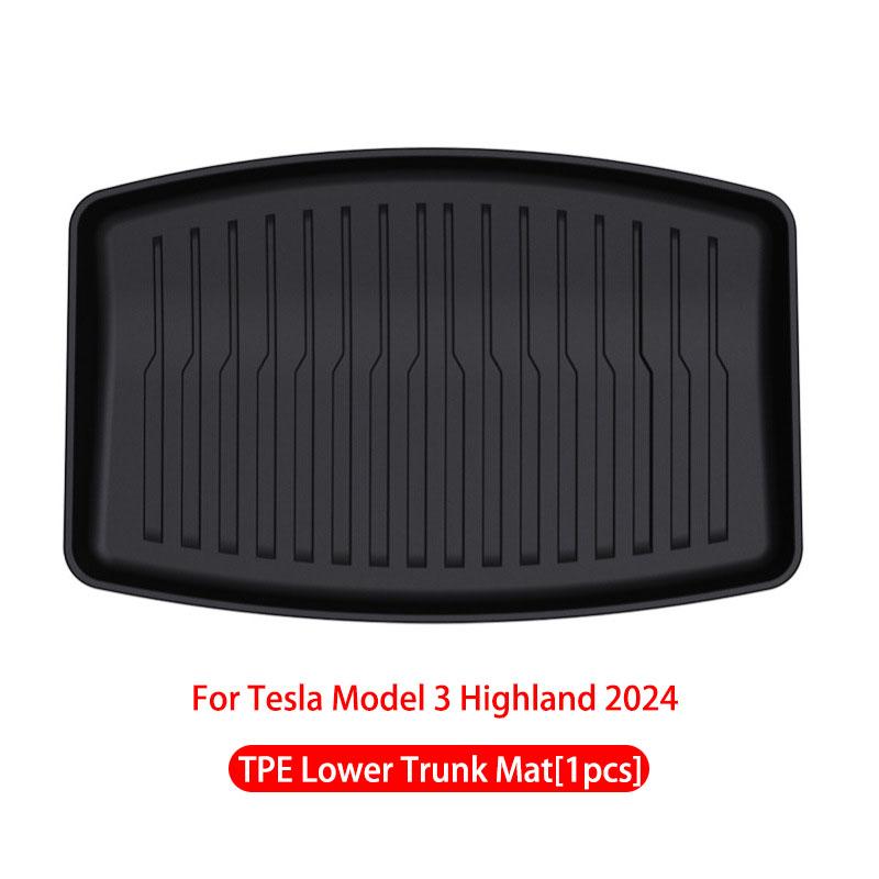 For Tesla Model 3 Highland 2024 Front and Back Trunk Mat TPE Carpet Waterproof Weather-resistant Pads Up and Down Layer Mats