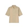 Marni Collaboration Solid Color Summer Cuban Collar Single-Breasted Short Sleeve Shirt Men Shirts Beige 449635-31