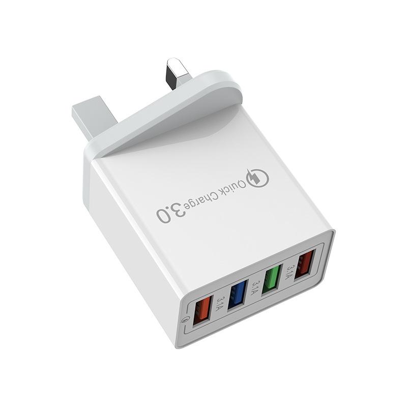 4 USB Charger Quick Charge 3.0 Charger For Iphone  Mate 30 20 Xiaomi 11 10T Ultra POCO F3 X3 NFC Wall Mobile Fast Charger