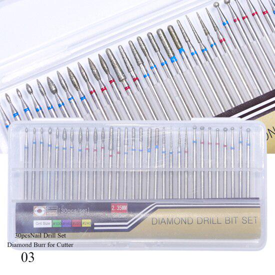 30 stücke Diamant Fräsen Bohrer Elektrische Nagel Dateien Hartmetall Polierer Cutter Für Maniküre Nagel Werkzeuge Volle Schönheit