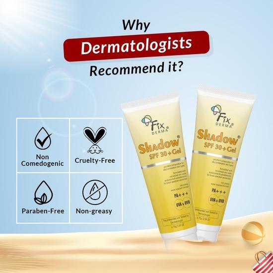 Fixderma Shadow Sunscreen SPF 30+ Gel PA+++ | Sunscreen for Body & Face | UVA & UVB Protection | Sunscreen for Women & Men - 75gm (Pack of 2)