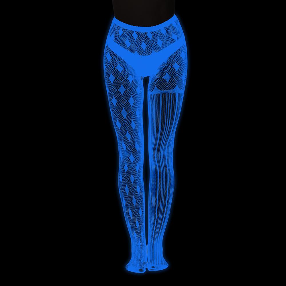 Night luminous leggings blue light pantyhose lace hollow luminous fishnet socks fluorescent sexy jacquard socks
