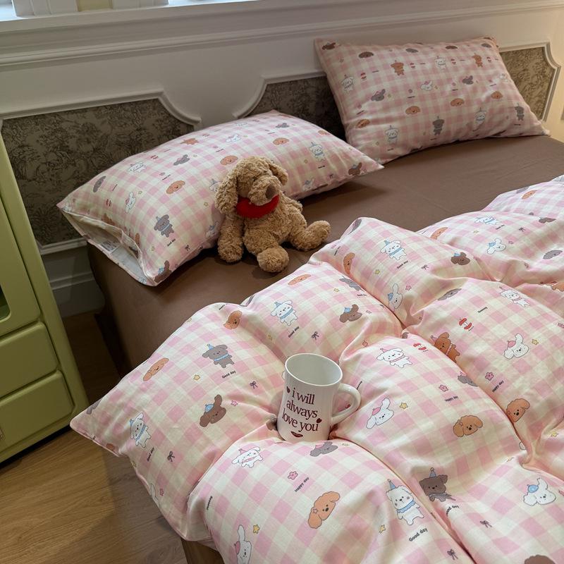 

Class A Cartoon Cotton Double Layer Gauze 4-Piece Set - Soft & Breathable Duvet for Kids 1.2m Bed Flat Set - Duvet 150*200cm