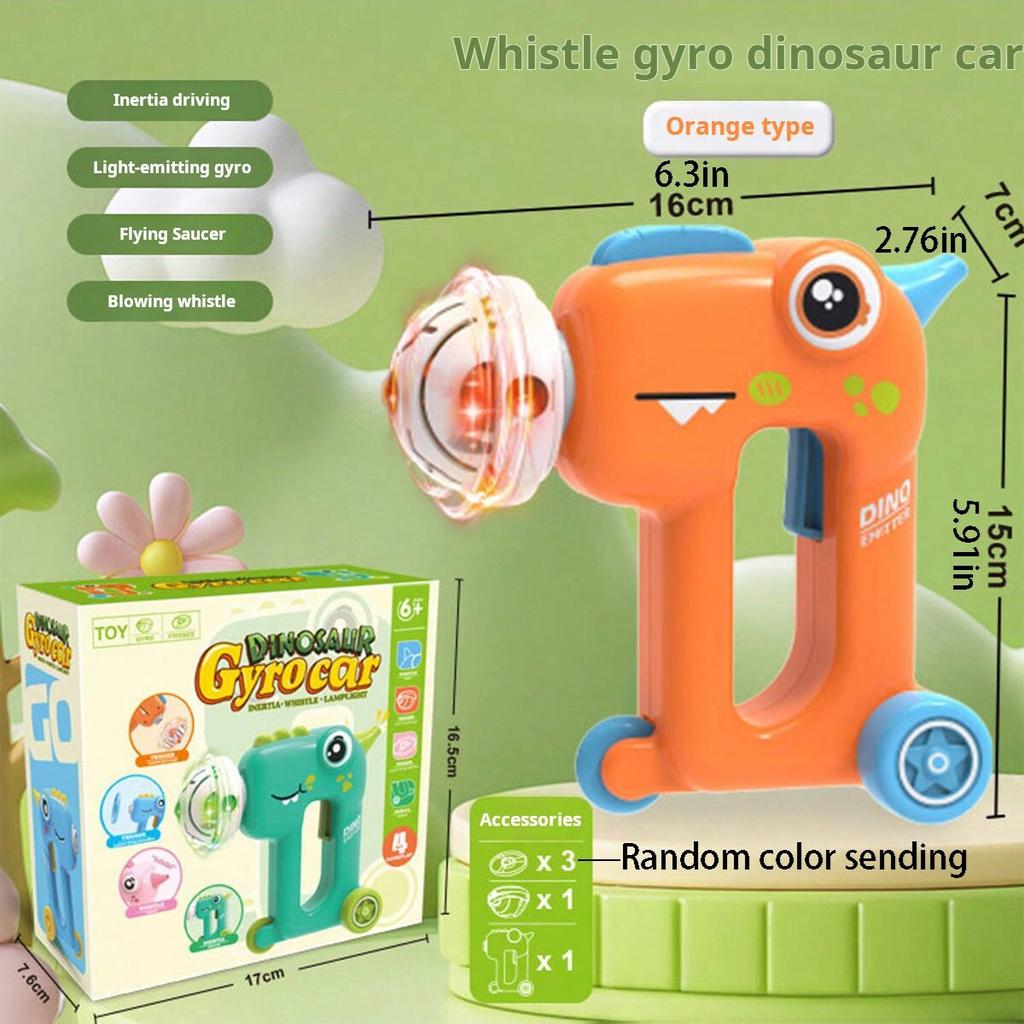Luminous Gyposcope Dinosaur Vehicle Whistle Fun Play Ejecting Flying Toy Spinning Gyposcope Car Toy ideal for Children Boys Kids