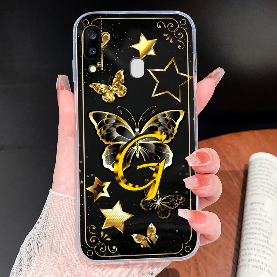 Für Samsung Galaxy A20 A20S A21 A30 A30S Handyhülle Schmetterling Buchstaben Weiches TPU Klare Silikonhülle Für Galaxy A 20 A 30 Gehäuse