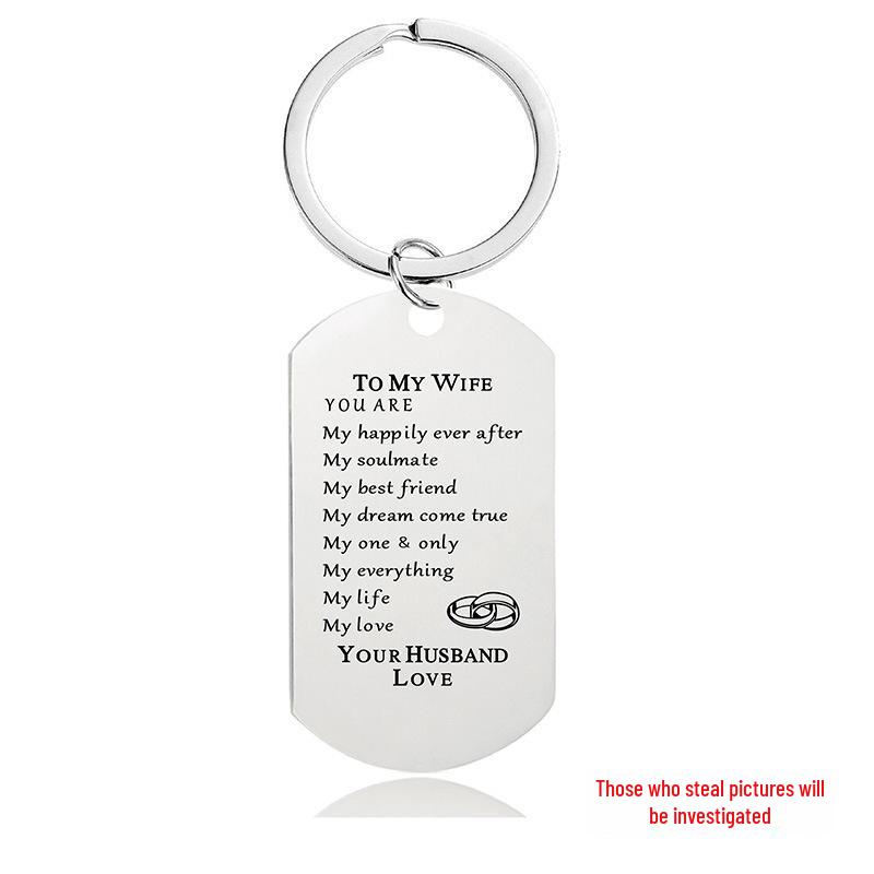 Breloc Militar Gravat din Oțel Inoxidabil - Cadou de Ziua Îndrăgostiților pentru Cupluri