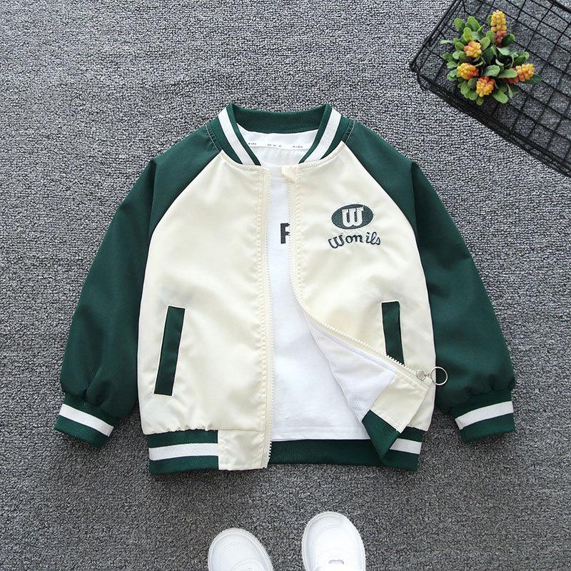 

Spring Boys Baseball Jacket Autumn Fashion Letter Windbreaker Outerwear Coat Kids Casual Zipper Jackets 90