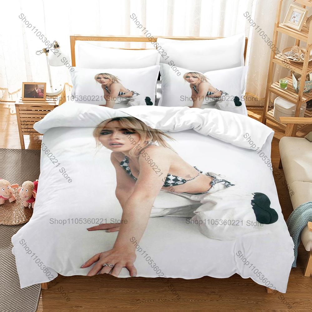 Personality Sabrina Carpenter New Bedding Set Music Star Print Duvet Cover Pillowcase Bedroom Home Decor For Fans Music Artist T