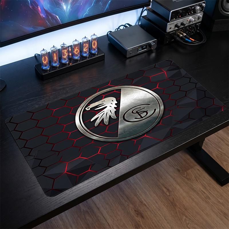 SC Freiburg FC Theme Pattern Mouse Pad, Soccer Logo Design XXL Gaming Desk Mat Non-Slip Computer Mouse Pad