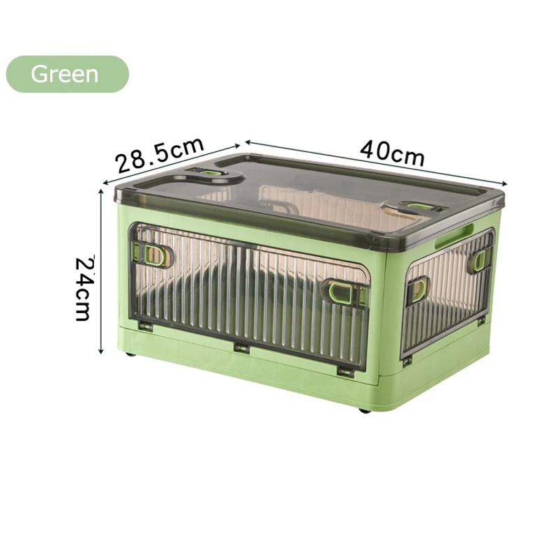 Foldable Storage Box Closet Organizer Stackable Sundries Organizer with Wheels Home Storage Large Capacity Books Snack Toy Bin