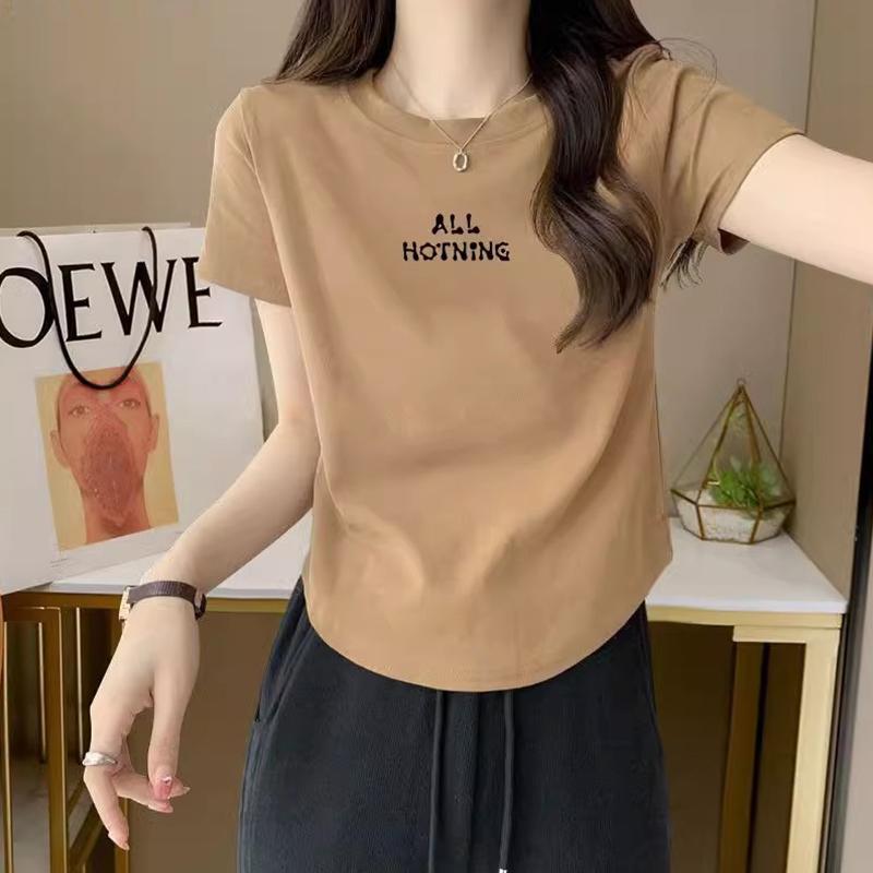

Cotton short-sleeved t-shirt women s 2025 summer new slim-fit short small bottoming shirt women s clothes M