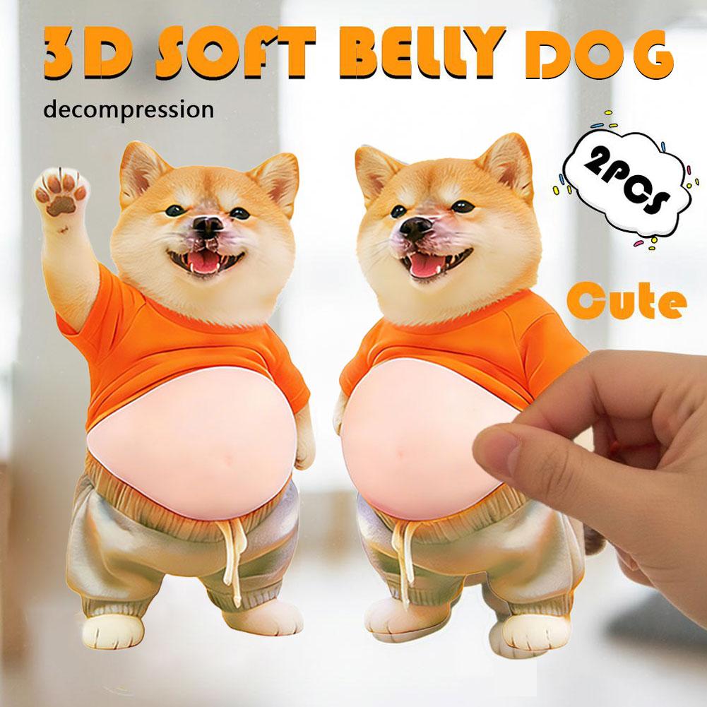 3D Shiba Inu Dog Belly Pinching Stickers Creative Cartoon Stress Relief Stickers Decoration For Phone Notebook Gifts