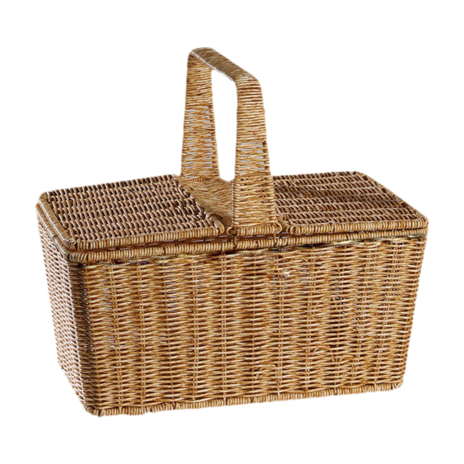 

PP Material Picnic Basket with Handle Sturdy Brown for Fruits Vegetables Rustic Lightweight Versatile 15.3x10.2x13.7inch